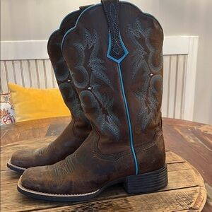 Ariat Brown and Blue Western Boots